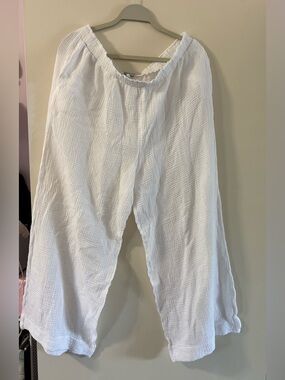 Shade & Shore White Gauze Wide-Leg Pants